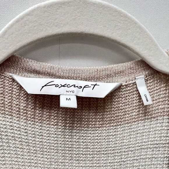 Foxcroft NYC Brown Striped Duster Cardigan Sweater Open Front Long Sleeve Size M - Picture 8 of 8